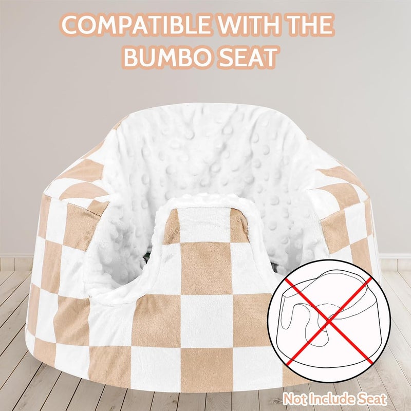 DILIMI Minky Seat Cover Compatible with Bumbo Seat, Removable Ultra Soft Comfortable Warm Seat Slipcover for Baby Girl and Boy, Brown Checkered - Image 4